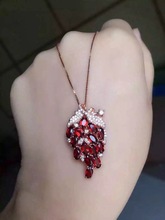 natural red garnet stone pendant S925 silver Natural gemstone Pendant Necklace trendy Luxury grape string women fine jewelry 2024 - buy cheap