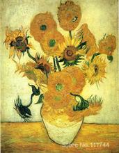 Jarrón de Arte Moderno con 14 girasoles de Vincent Van Gogh, pinturas para sala de estar pintadas a mano, alta calidad 2024 - compra barato