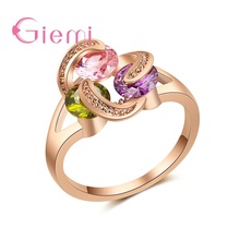 Colorido Zirconia cúbica estilo de moda mejor rosa dedo Color oro anillos para mujeres señoras accesorios de joyería de cristal 2024 - compra barato