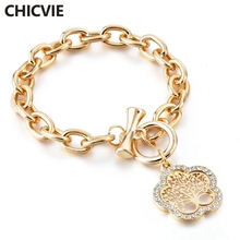 CHICVIE 2020 Luxury Brand gold color Charm Tree Of Life Bracelets&Bangles Beads For Women Flower shape Plant Bracelets SBR180158 2024 - buy cheap
