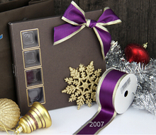 N2007 38mm(1.5") Christmas gold edge purple satin ribbon gift packaging wired edge ribbon 25yards roll 2024 - buy cheap