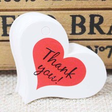 Zerong heart shape thank you wedding tag ,Vintage kraft thanks you red heart gift label tag ,products brand swing hang tag 100 2024 - buy cheap
