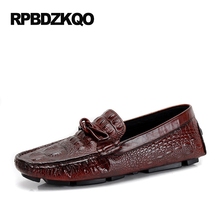 Men Casual Shoes Hot Sale Burgundy Black Alligator Loafers Cow Leather Slip On Real Crocodile 2017 Fashion Genuine Moccasins 2024 - buy cheap