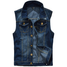 2019 Fit Male Jacket Cowboy Denim Vest Men's Jacket Sleeveless Casual Waistcoat Men's Jean Coat Ripped Slim 5XL 2024 - buy cheap