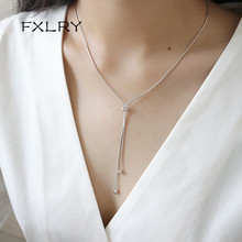 Fxlry colares de prata para mulheres, novos acessórios femininos, corrente de cobra de alta qualidade, joia sem pescoço 2024 - compre barato