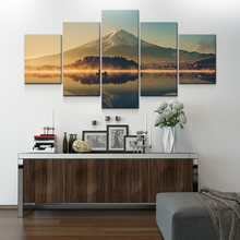 5 Pieces Canvas Printed Pictures Japanese Fuji Mountain Peaceful Lake Landscape Wall Art Home Decor Canvas Painting Artwork 2024 - buy cheap