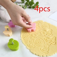 4Pc / Set Easter Egg Rabbit Chick Butterfly Plastic Plunger Fondant Cookie Cutter Set Mold Biscuit Decor Baking ToolsSet 2024 - buy cheap