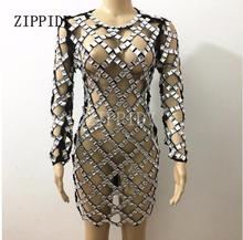 Fashion sexy Stretch Hollow Dress Female Singer Dancer Costume One-piece  Oufit Nightclub Show Party Dresses 2024 - buy cheap