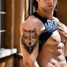 Tatuagem falsa temporária à prova d'água lobo, wolevs, cabeça, árvore, tamanho grande, perna, braço, costas, para homens e mulheres 2024 - compre barato