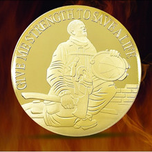 100 pcs Non magnetic American Fireman's prayer GIVE ME STRENGTH TO SAVE A LIFE gold plated 40 mm souvenir collectible metal coin 2024 - buy cheap