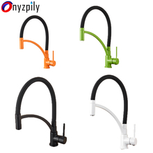 Orange Black Green White Kitchen Facucet Hot&Cold Mixer Tap Single Handle Single Hole Pull Out Faucet Toneria 2024 - buy cheap