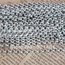 Cadena rolo chapada en plata mate de 2mm, eslabones de metal de 100m, hallazgos de joyería, cadenas a granel 2024 - compra barato
