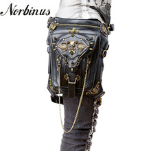 Norbinus Skull Retro Rock Waist Bags Gothic Shoulder Messenger Bags Men Women Leather Waist Fanny Pack Holster Drop Leg Belt Bag 2024 - купить недорого