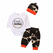 Ropa de bebé recién nacido Niño Litter Brother Body de bebé + Pantalones de ciervos impresos + sombrero 3 uds conjunto para el día de Navidad bebé conjuntos de ropa 2024 - compra barato