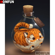 HOMFUN-pintura de diamante 5D DIY "Gato de dibujos animados", bordado de diamantes de imitación cuadrados o redondos, estilo punto de cruz 5D, decoración del hogar, A18313 2024 - compra barato