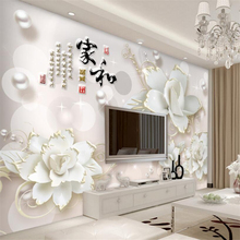 Decoração de casa moderna 3D papel de parede joias flor sala de estar TV  pano de fundo parede papel de parede para paredes 3D