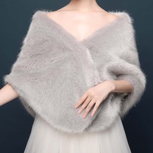 New Arrival Winter Warm Faux Fur Grey Bridal Jacket for Wedding Dresses Beautiful Sleeveless Bolero Wrap 2024 - buy cheap