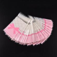 Paquete de papel con diseño de lazo rosa para pastel, paquete de regalo de plástico OPP, 100 Uds. 2024 - compra barato