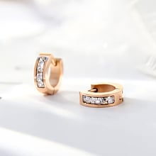 YUN RUO 2018 New Arrivals Bright Crystal Hoop Earring Rose Gold Color Woman Birthday Gift Party Titanium Steel Jewelry Not Fade 2024 - buy cheap