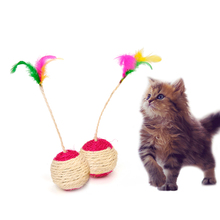 Pet Cat Toy Sisal Rolling Scratching Chew Teaser Rattling Weave Ball Kitten Play Interactive Feather Toys Pet Supplies 2024 - buy cheap