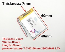 Литий-полимерная батарея 3,7 704060 074060 mah MP5 7 inch MP4 navigator security products, 2300 V 2024 - купить недорого