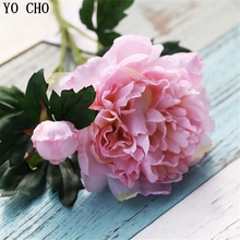 YO CHO Artificial Rose Flower Interior Decoration Design Flower Arrangement Peony Flower Branch Vase Art Home Wedding Decoration 2024 - buy cheap