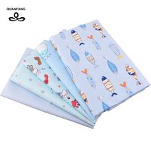 QUANFANG Fish&footprintsPrint Twill Cotton Fabric For DIY Quilting Sewing Of Baby&Children/Sheet,Pillow,Cushion,Curtain Material 2024 - buy cheap