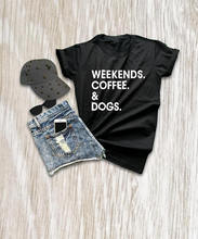 Футболка с принтом выходных кофейных и собак, Женская забавная футболка, летние повседневные футболки, футболка с графическим принтом tumblr, модная одежда, наряд, топы 2024 - купить недорого