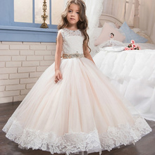 Lace Applique Flower Girls Dresses Beaded belt Sleeveless For Wedding Girls First Communion Special Occasion Dresses 2024 - buy cheap