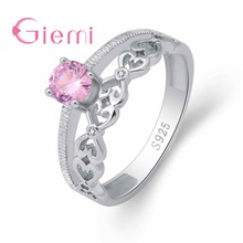 Romantic Pink Heart-shaped Lace Pattern Crystal Ring and Zircon Party Ceremony for Female Ornaments 2024 - buy cheap
