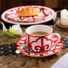 Высококачественная костяная Китайская Красная кофейная чашка керамическая чайная черная чайная чашка блюдо животное столовый набор свадьба и подарки на новоселье 2024 - купить недорого