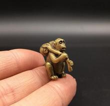 Copper Statue Collectable Chinese Brass Carved Animal Zodiac Blessing Monkey Exquisite Small Statues 2024 - buy cheap