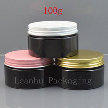 100g x 50 empty black thicken cream jar with white / pink / gold aluminum screw cap for containing solid perfumes 2024 - buy cheap