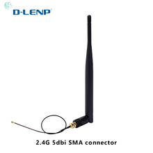 Dlenp 2,4 GHz WiFi 2,4G антенна 5dBi антенна RP-SMA мужской беспроводной маршрутизатор + 21 см PCI U. FL IPX к RP SMA Мужской кабель 2024 - купить недорого