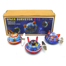 3Pcs/set Vintage Space Surveyor Tin toy Classic Clockwork Mechanical Wind Up Space ship Tin Toy For Adult Kids Collectible Gift 2024 - buy cheap