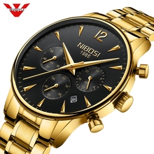 NIBOSI-reloj deportivo de lujo para hombre, cronógrafo de cuarzo resistente al agua, de pulsera, militar, dorado, Saat 2024 - compra barato