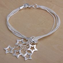 fine summer style silver plated bracelet 925-sterling-silver jewelry 5line&star chain bracelets for women men SB153 2024 - buy cheap