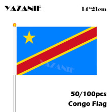 Bandeira ilimitada de país da república do congo, 14*21cm, 50/100 peças, tamanho pequeno, faixa voadora, 8 # poliéster 2024 - compre barato