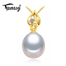 FENASY-Colgante de perla de oro amarillo de 18K, joyería con corazón de oro AU750 para amantes, colgantes de perlas, Collar de plata s925 2024 - compra barato