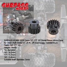 Surpasshobby-engrenagem de metal para carrinho de controle remoto, caminhão monster truck, 5mm, 13t, 14t, 15t, 16t, 17t, 18t, 19t, 20t, 21t, 1/10 e 1/8 2024 - compre barato