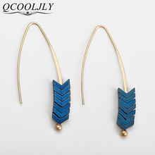 QCOOLJLY Vintage Natural Rock Stud Earrings Spear Gold Arrow Long Hook Earrings for Women Fashion Jewelry Punk Brincos 2024 - buy cheap