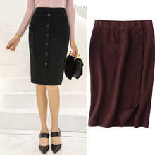 2018 New Spring Autumn High Waist Button Pencil Skirt Women Solid Work Wear Knitting Skirts All-Match Bodycon Skirt Famale Mw515 2024 - buy cheap