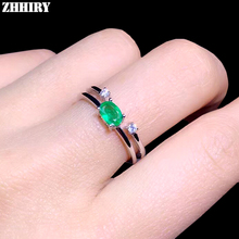 Zhhiry anel de prata esterlina 925, anel com esmeralda natural para mulheres, joias finas de casamento e noivado para mulheres 2024 - compre barato