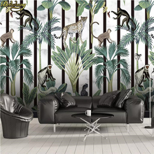 beibehang Custom Tropical rainforest animal Mural Wallpaper Modern Living Room Bedroom Background 3D Mural wall paper Home Decor 2024 - buy cheap