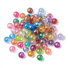 Cuentas redondas de acrílico de 8mm de Color transparente mezclado, Raninbow AB, para fabricación de joyería, DIY, 100mm, agujero: 1,5mm 2024 - compra barato