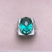 Атмосферное мужское кольцо, натуральный зеленый кристалл, подлинный цвет, хорошее качество, серебро 925 пробы 2024 - купить недорого