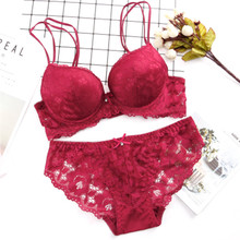 New  Lace Embroidery Bra Set Women Plus Size Push Up Underwear Set Bra and Panty Set 32 34 36 38 AB Cup For Female 2024 - buy cheap
