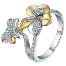 Hainon-anillos de cristal con circonita para mujer, joya de compromiso, Color dorado, plateado, de lujo, para regalo 2024 - compra barato