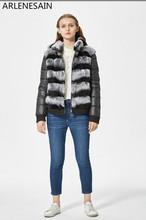 Женская короткая шуба из кролика рекс Arlenesain, зимняя куртка с меховым капюшоном на заказ 2024 - купить недорого