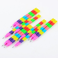 New Design Building Block Pencil Office School Multifunction 8 Color Colorful Stacker Swap Pencils 10PCS/lot 2024 - buy cheap